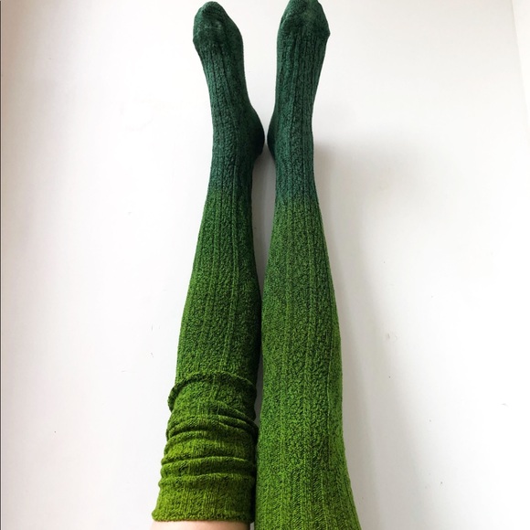 Rainbow Dip Dye Ombré Lux cable knit Thigh Highs - Picture 6 of 10